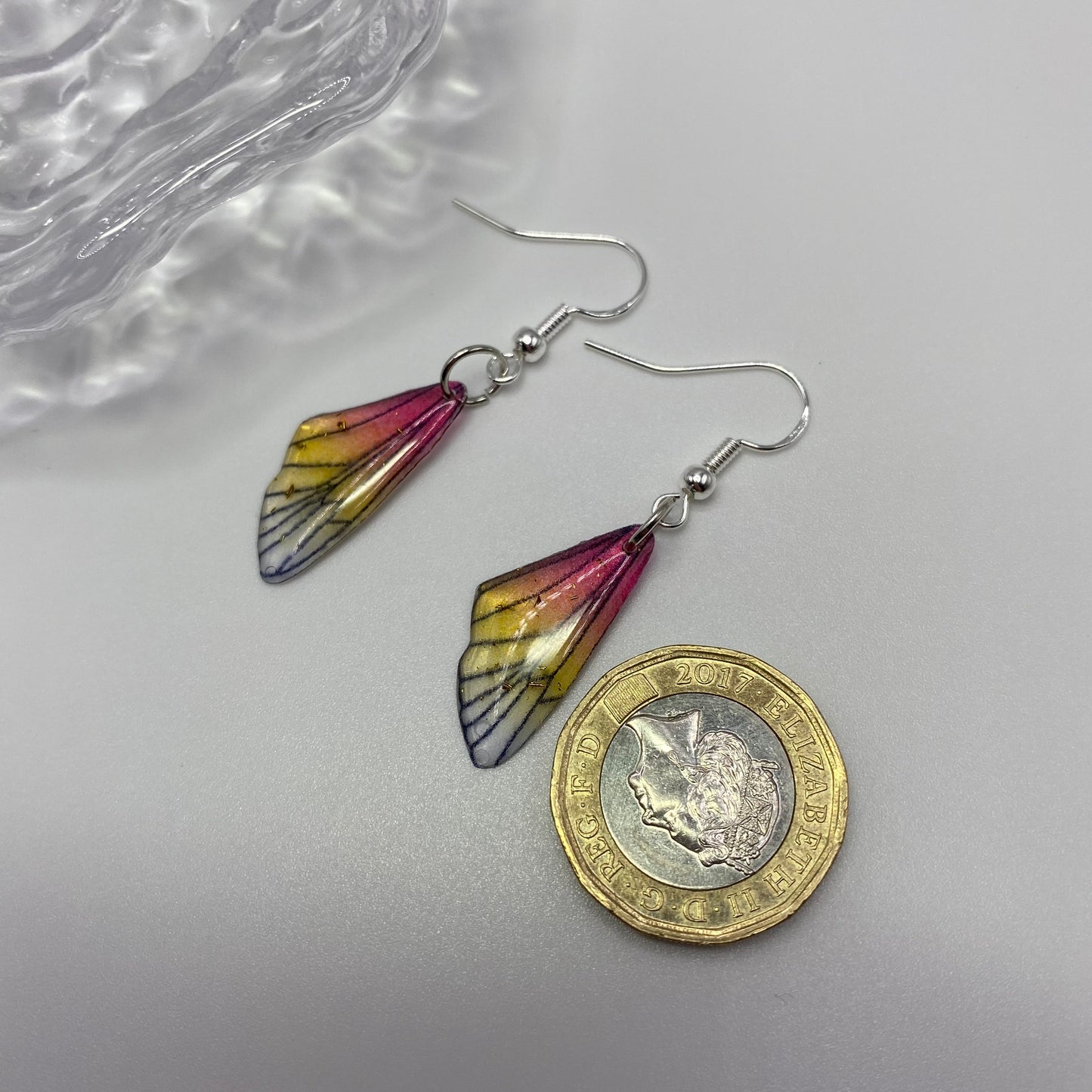 Small Pink Fairy Wing Earrings