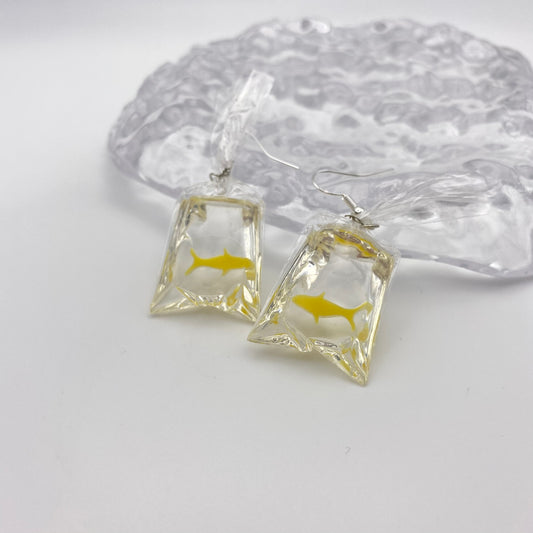 Yellow Fish Bag Earrings