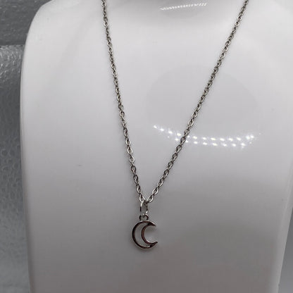 Small Silver Moon Necklace