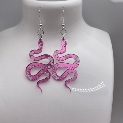 Pink Snake Earrings