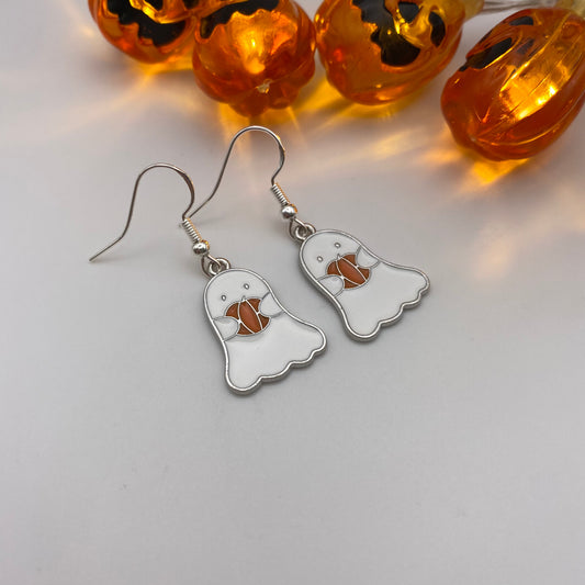 White Pumpkin Ghost Earrings