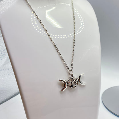 Crescent Moon Pentagram Necklace