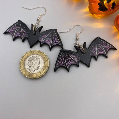 Big Black Bat Earrings