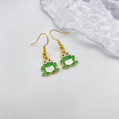 Green Frog Earrings