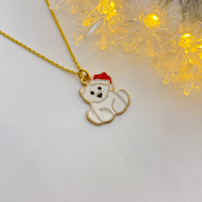 Santa Polar Bear Necklace