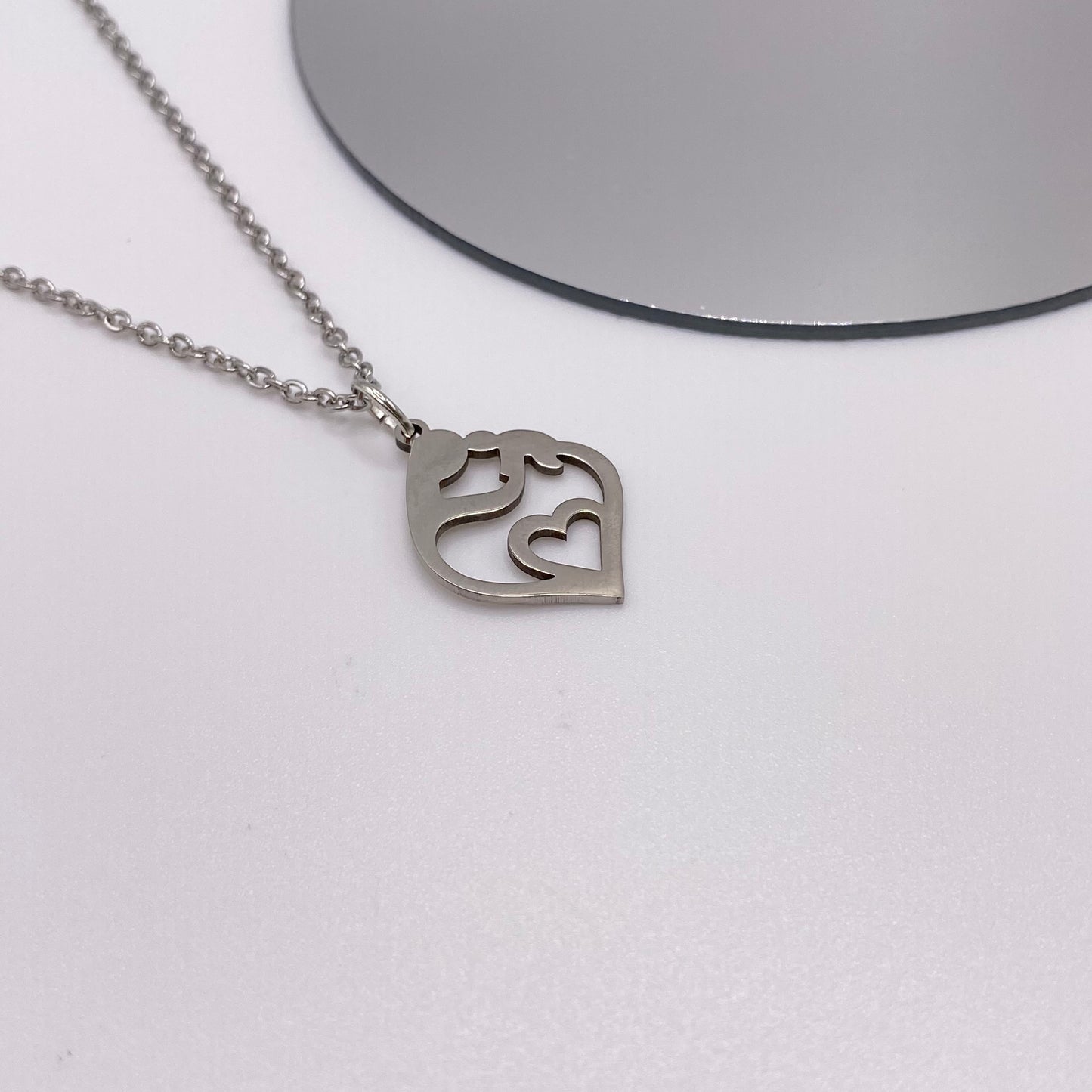 Silver Mother and Child Necklace