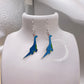 Blue Dinosaur Santa Earrings