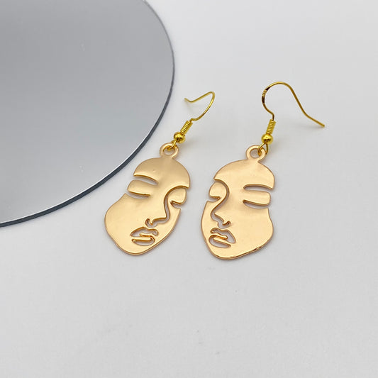 Gold Solid Face Earrings