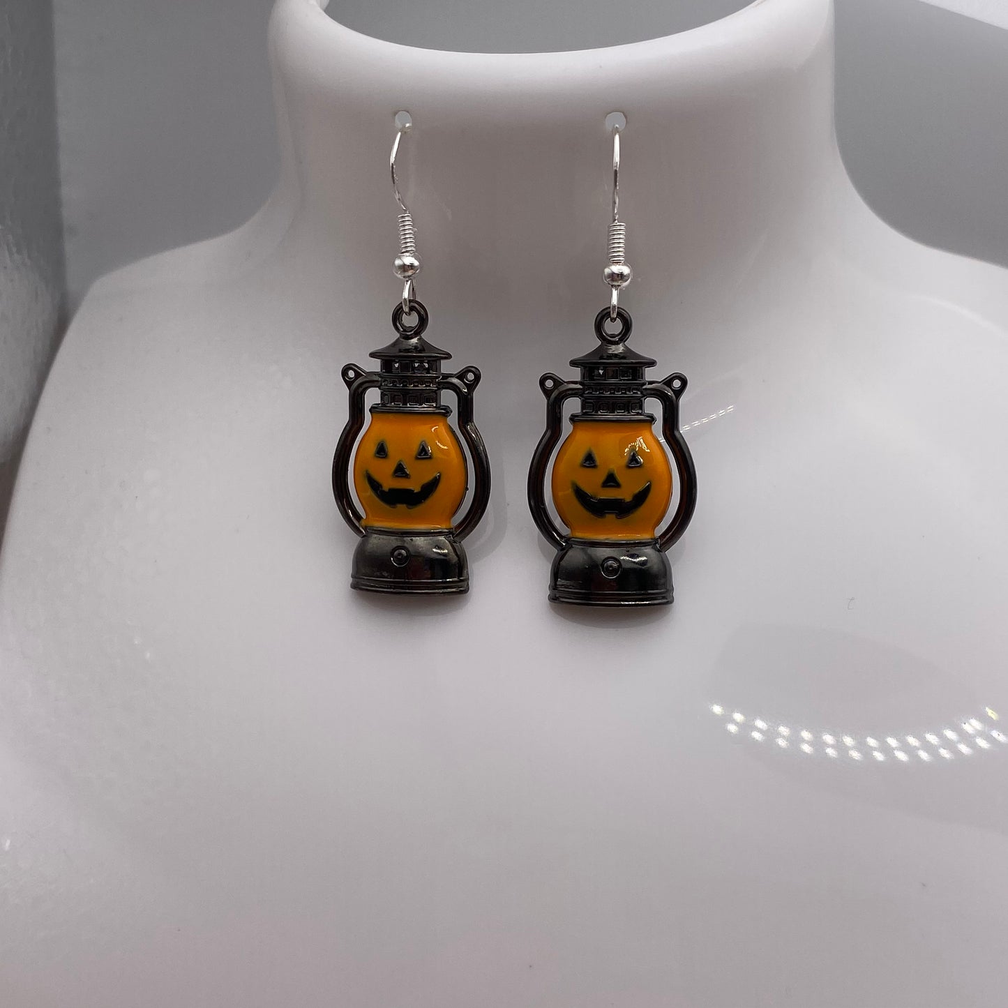 Black Pumpkin Lantern Earrings