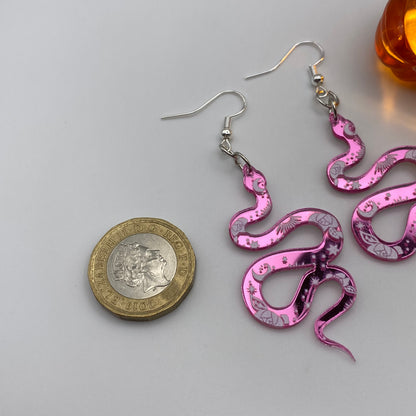 Pink Snake Earrings