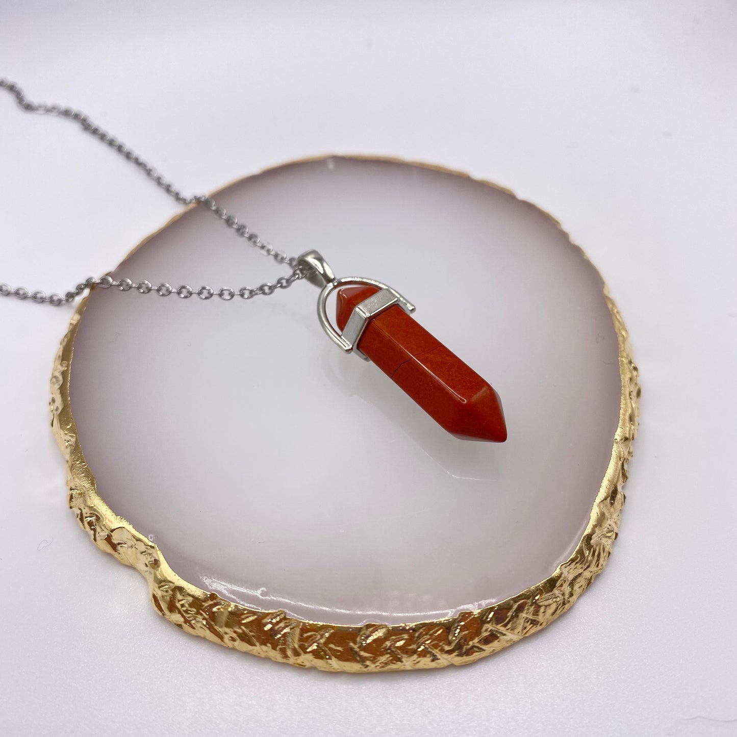 Red Tigers Eye Crystal Pendant Necklace