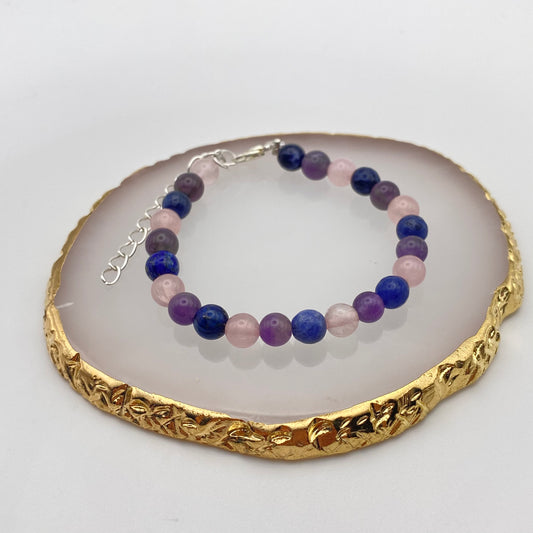 Round Blue, Purple and Pink Crystal Bracelet