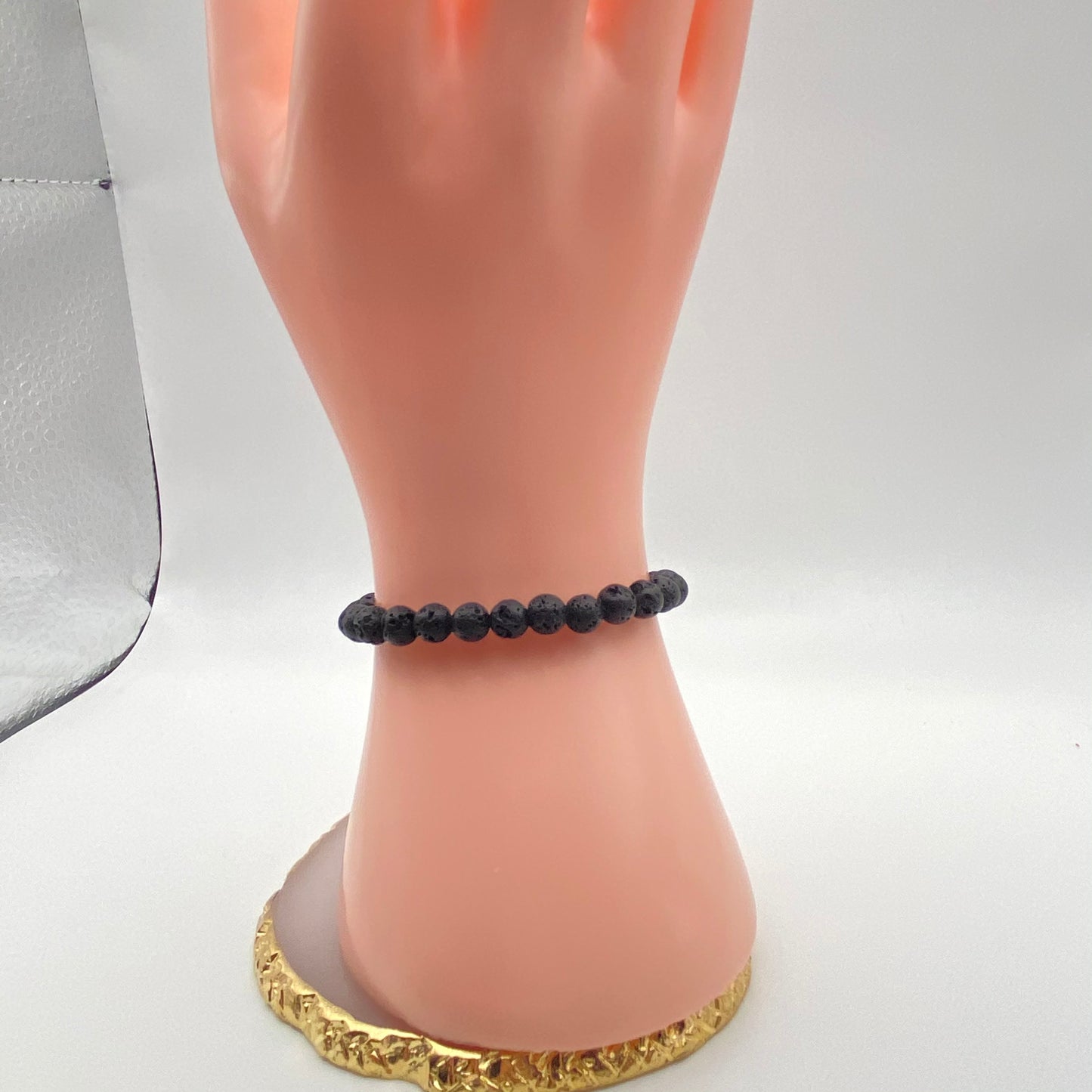 Round Black Lava Crystal Bracelet