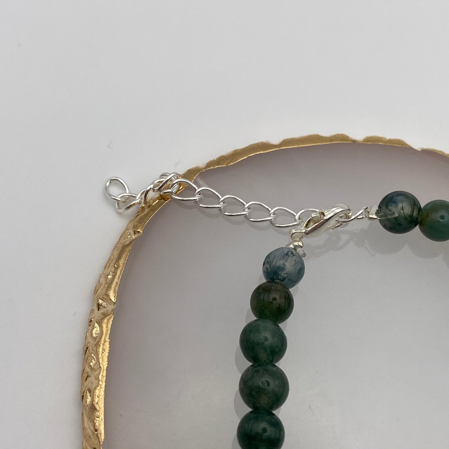 Round Moss Agate Crystal Bracelet