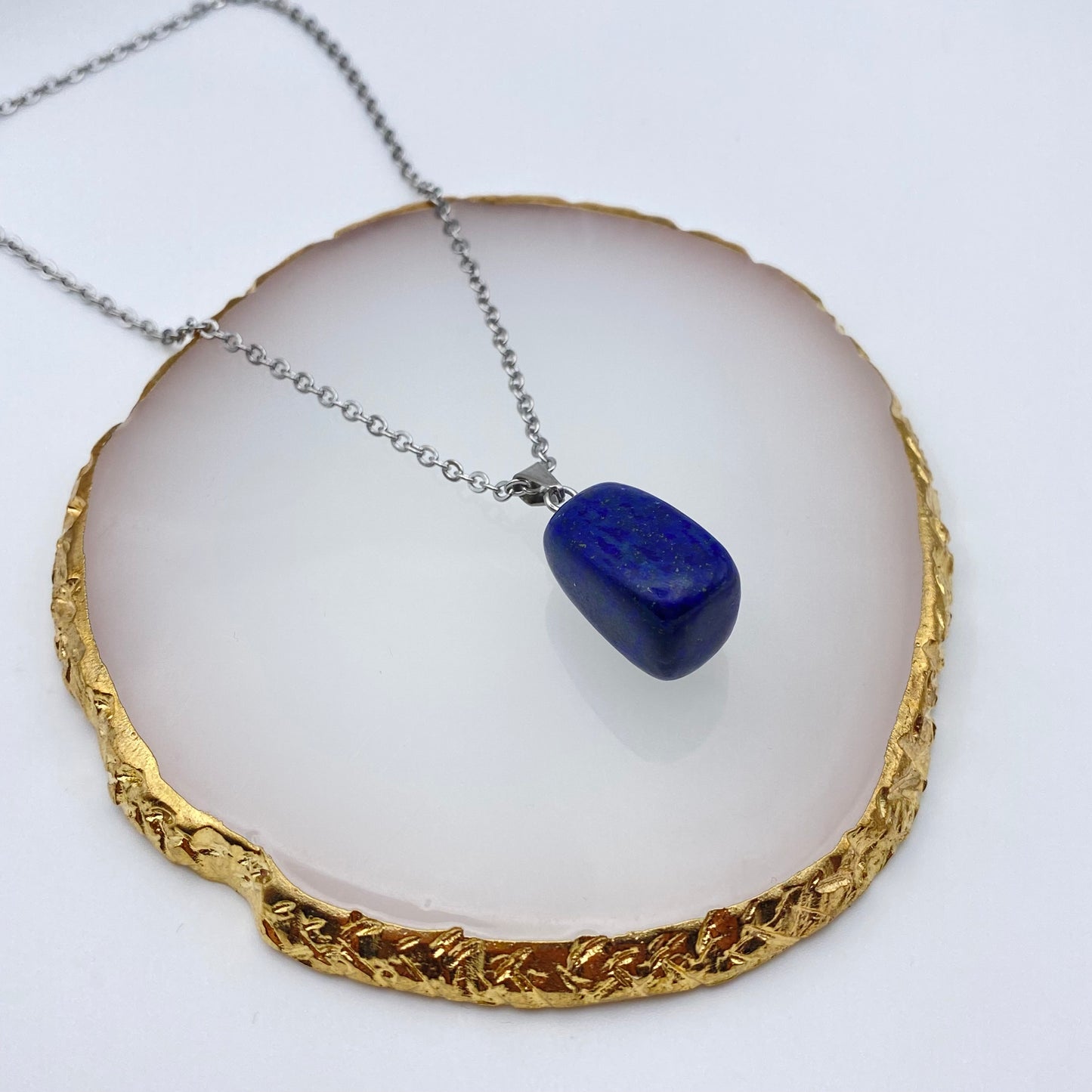 Lapis Lazuli Crystal Chunk Pendant Necklace
