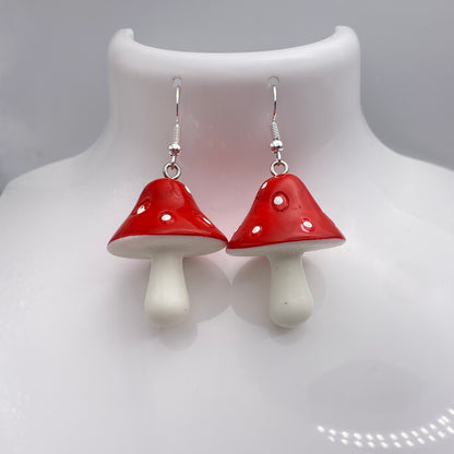 Big Red Mushroom Earrings