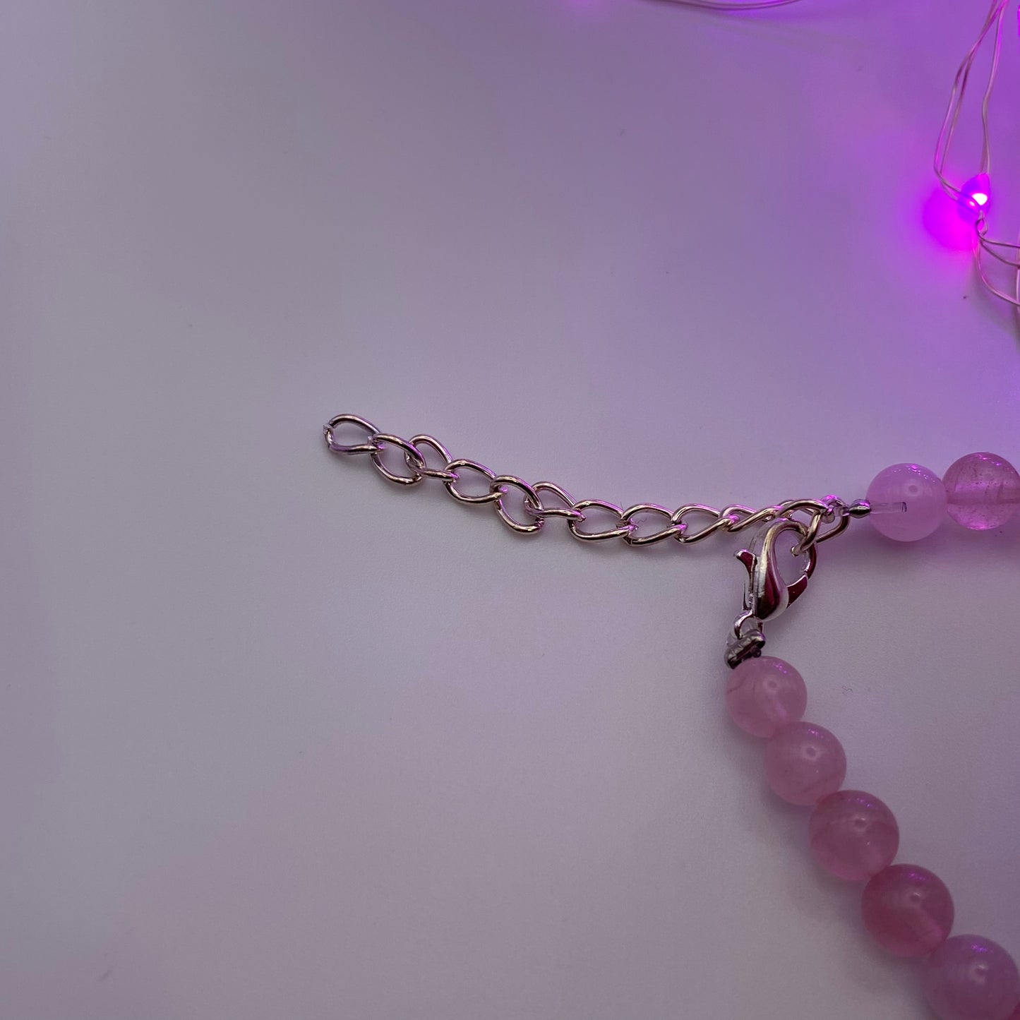 Round Rose Quartz Crystal Bracelet With Heart