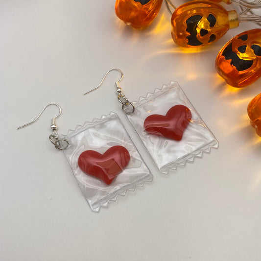 Sweet Candy Heart Wrapper Earrings