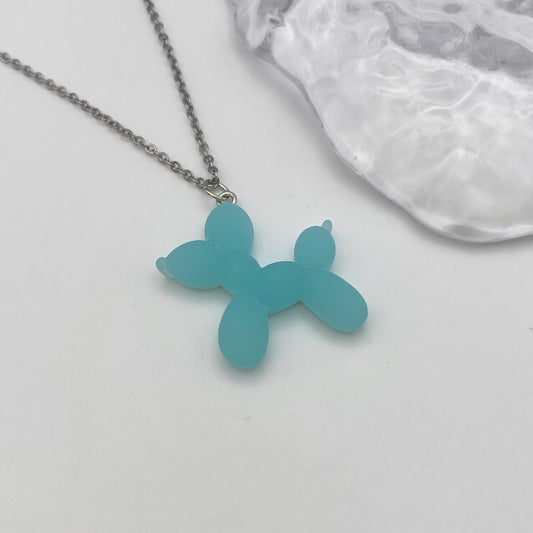 Blue Balloon Animal Dog Necklace