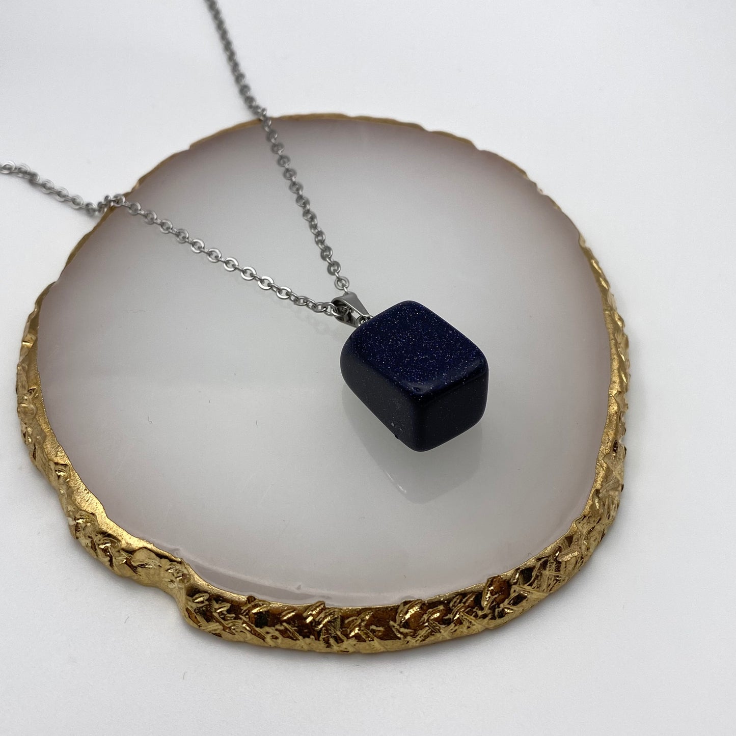 Black Sparkly Crystal Chunk Pendant Necklace