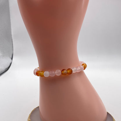 Round Orange, White and Pink/ Purple Crystal Bracelet