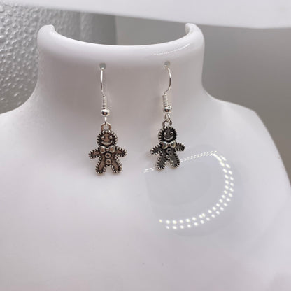 Silver Gingerbread Man Earrings