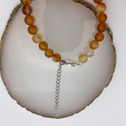 Round Orange Carnelian Crystal Bracelet