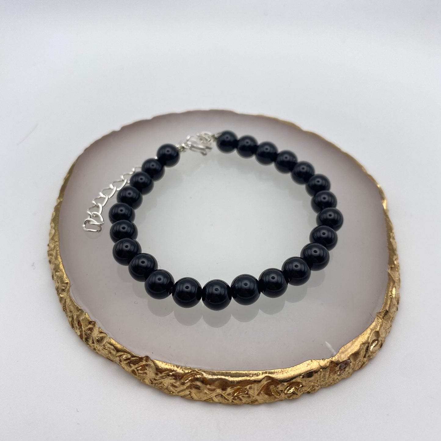Round Black Onyx Crystal Bracelet