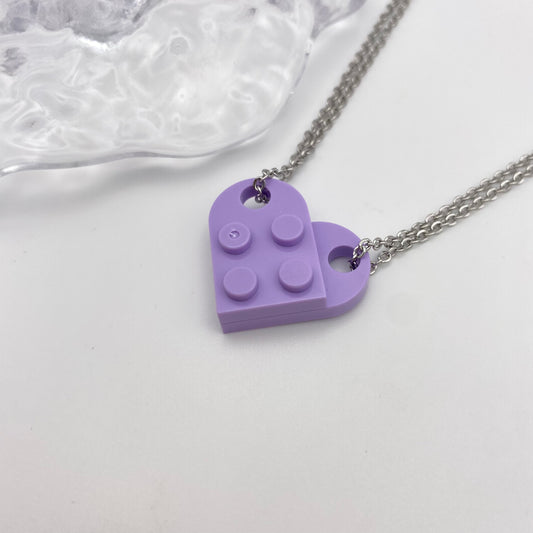Purple Matching Lego Heart Necklace