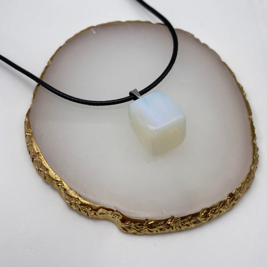 Opal Crystal Chunk Necklace on Black Cord