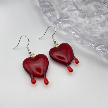 Red Melting Heart Earrings