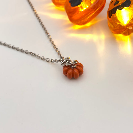 Small Orange Pumpkin Necklace