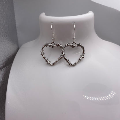 Barbed Wire Heart Earrings