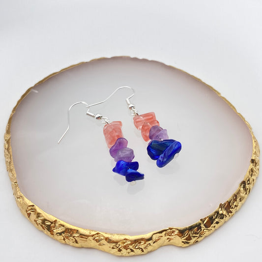 Blue, Purple and Pink Crystal Earrings