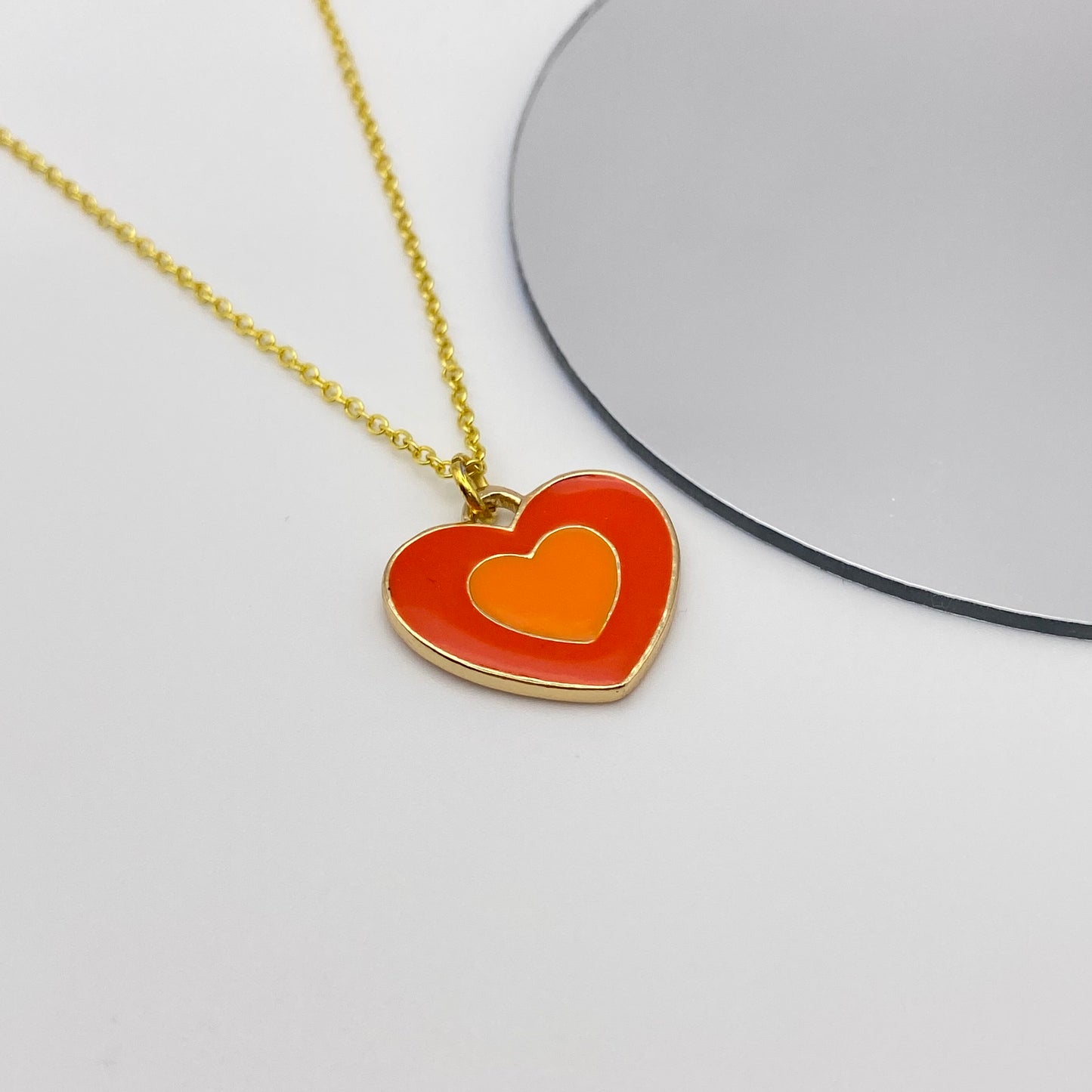 Groovy Orange Heart Burst Necklace