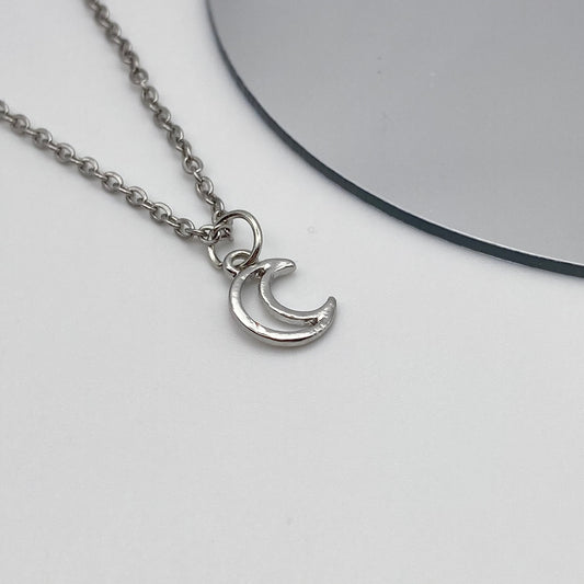 Small Silver Moon Necklace