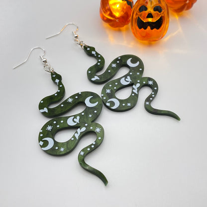 Green Snake Earrings