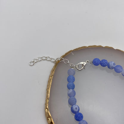 Blue Cracked Agate Crystal Bracelet