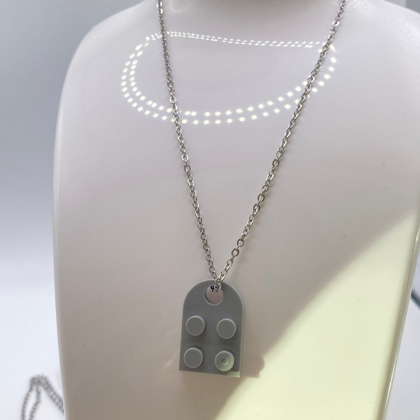 Grey Matching Lego Heart Necklace