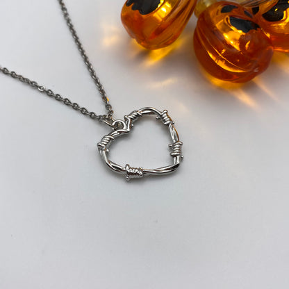 Barbed Wire Heart Necklace