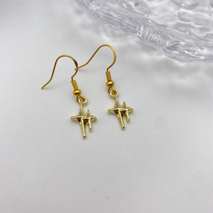 Gold Double Stars Earrings