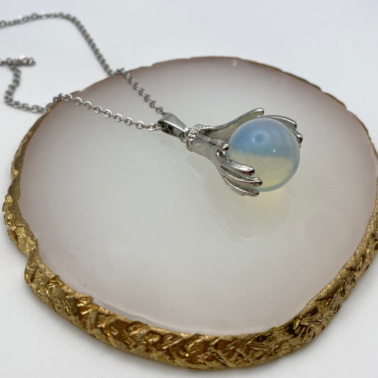 Holding Opal Crystal Pendant Necklace