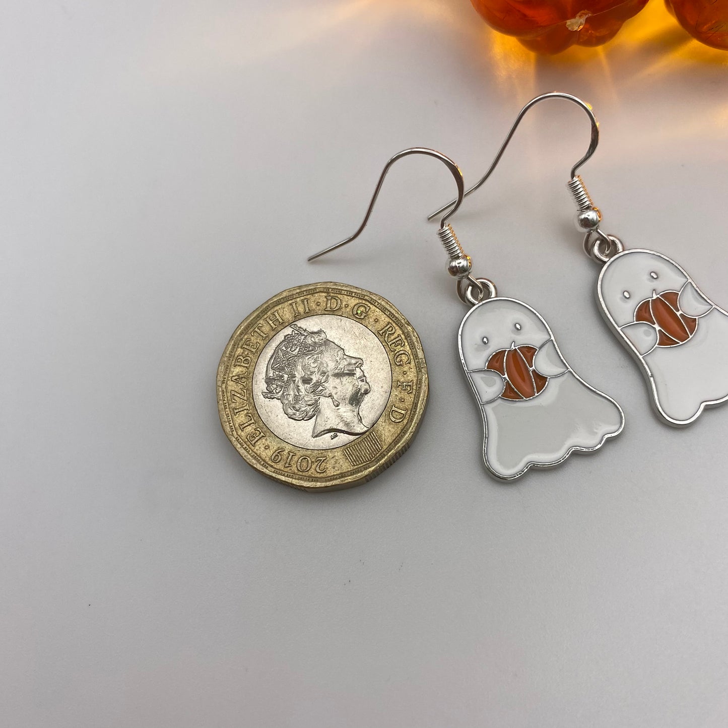 White Pumpkin Ghost Earrings