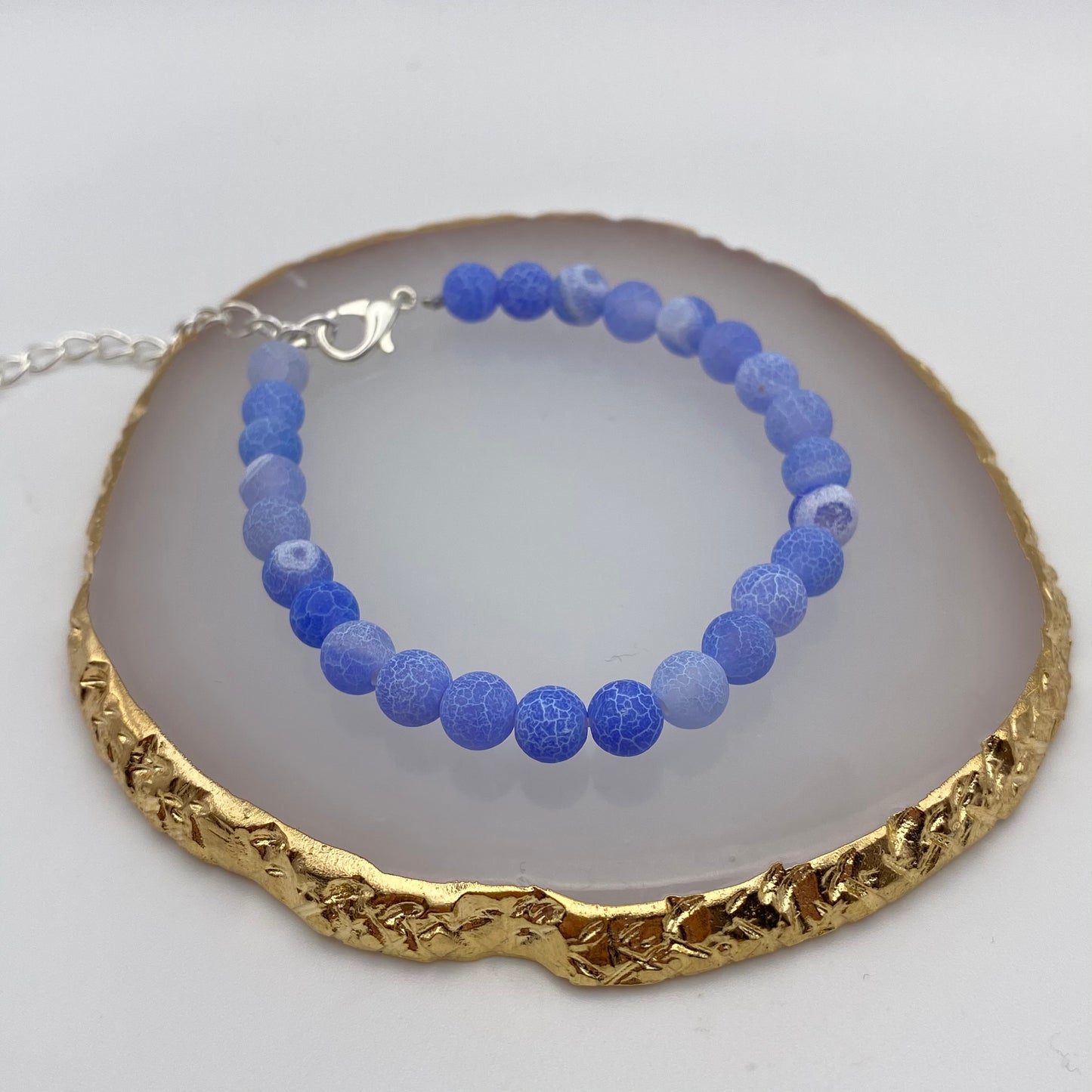 Blue Cracked Agate Crystal Bracelet
