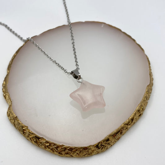 Rose Quartz Star Pendant Necklace