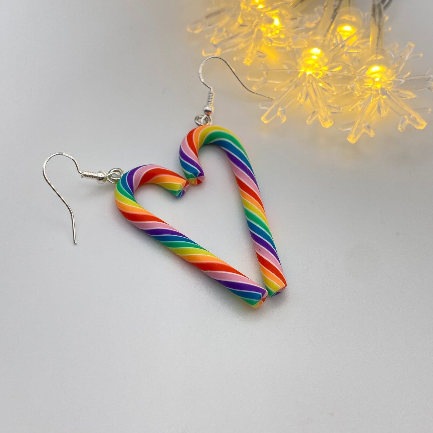 Pastel Rainbow Candy Cane Earrings