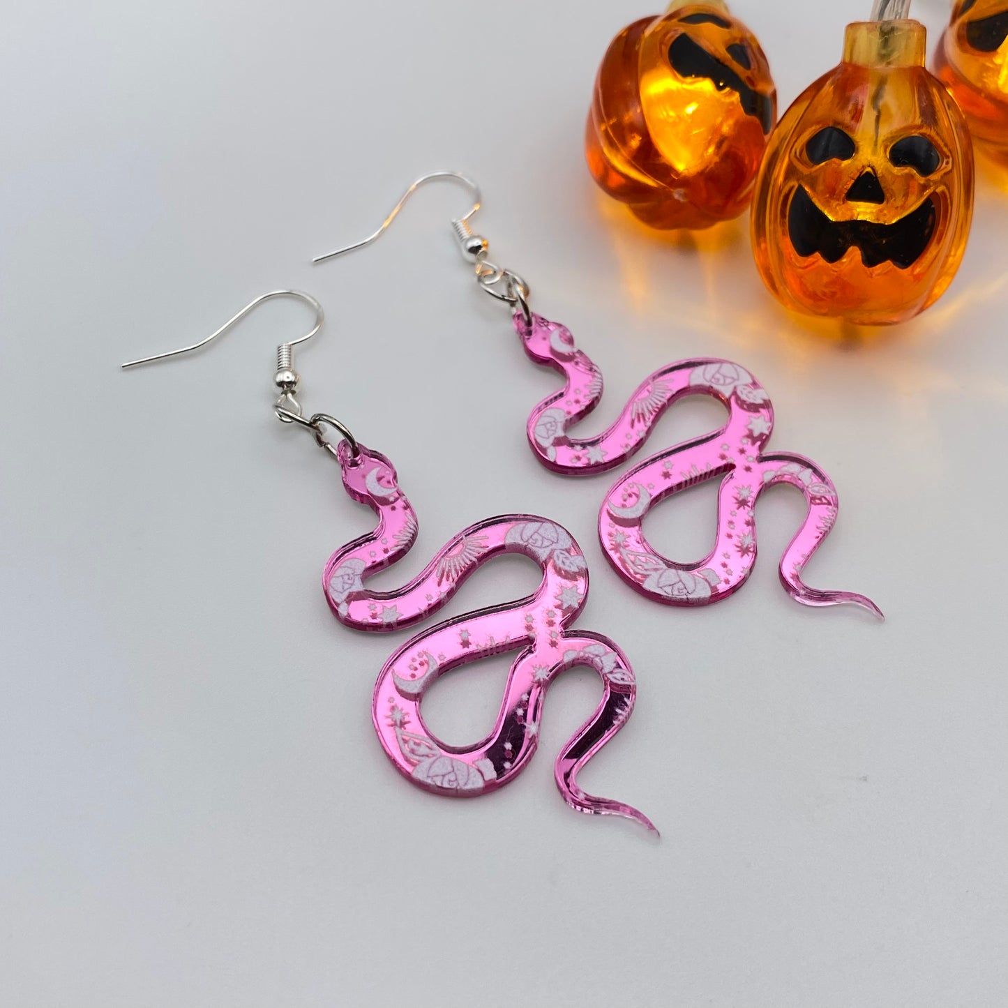 Pink Snake Earrings