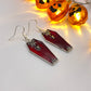 Red Spider Coffin Earrings
