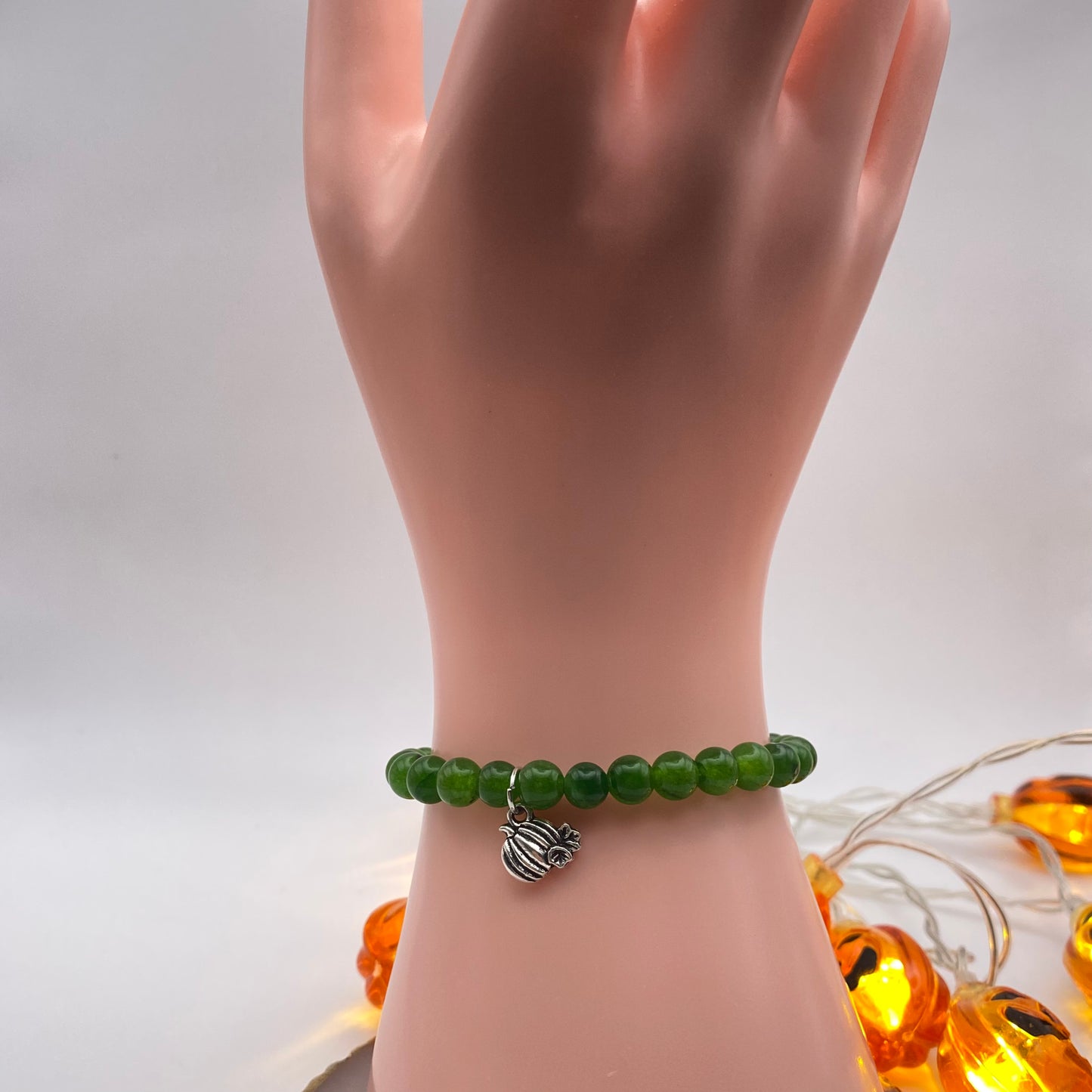 Round Green Pumpkin Crystal Bracelet