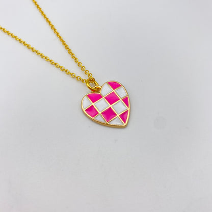 Checkered Heart Necklace